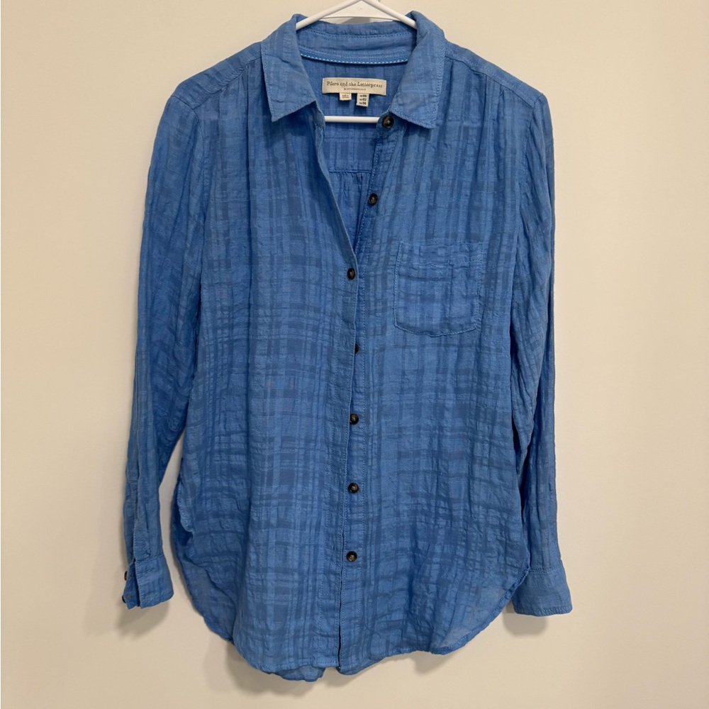 Pilcro and the Letterpress Anthropology Light Blue Button Down Sz 6